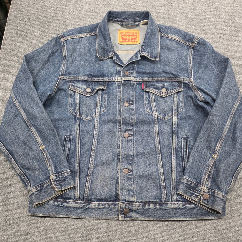 Levis Mens Blue Denim Trucker Jacket Standard Fit Size XL 72334-0352